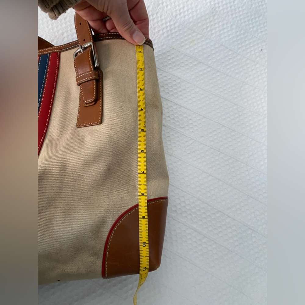 Coach Beige Tote with Red and Navy Varsity Stripe - Picture 12 of 13